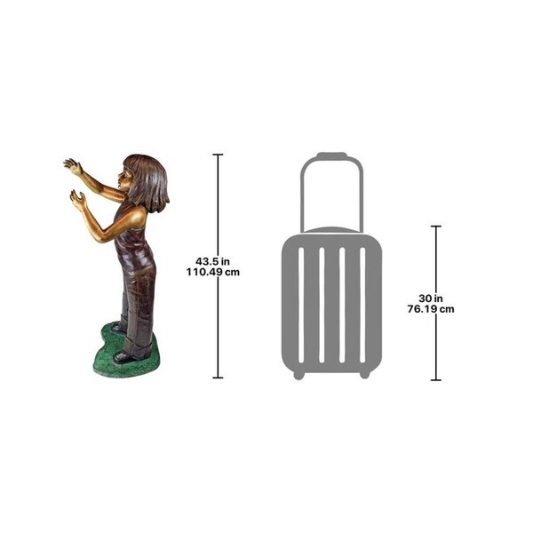 Preening Equestrian Girl and Horse Cast Bronze Garden Statue Set